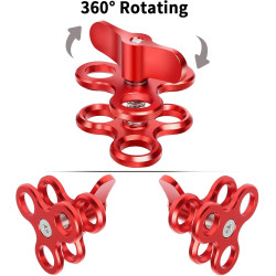 1 "Aluminium Triple Trous Joint Pince pour la plongée sous-Marine système de Plateau de Bras léger, Clip 360° pour caméra d’Acti