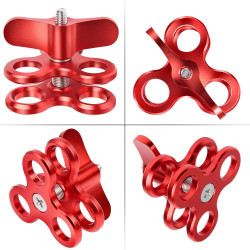 1 "Aluminium Triple Trous Joint Pince pour la plongée sous-Marine système de Plateau de Bras léger, Clip 360° pour caméra d’Acti