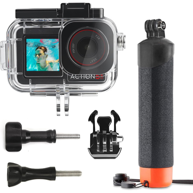 Kit de plongée FitStill 60M/196FT pour DJI Osmo Action 5 Pro/4/3, boîtier étanche + poignée flottante pour la prise de vue sous-