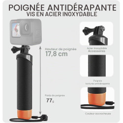 Kit de plongée FitStill 60M/196FT pour DJI Osmo Action 5 Pro/4/3, boîtier étanche + poignée flottante pour la prise de vue sous-
