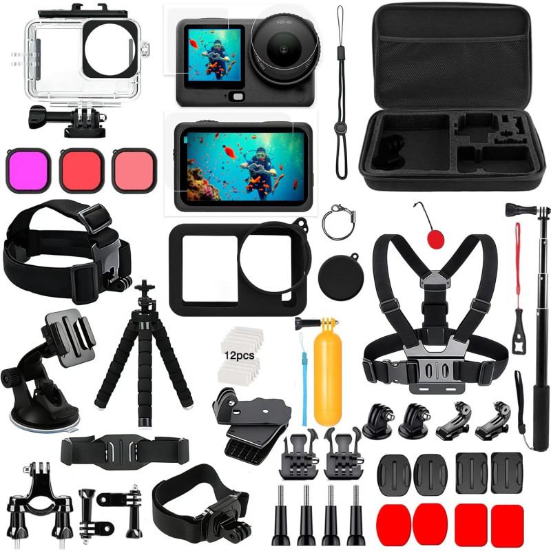 Accessoires pour DJI Osmo Action 6, boîtier étanche Saprdii, poignée flottante, film de protection d'écran, bâton selfie, suppor