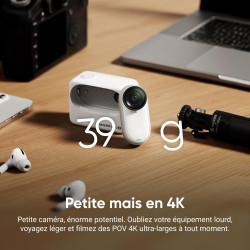 Insta360 GO 3S Pack Action (128GB) - Petite caméra de vlog 4K, POV Mains Libres, Montage Partout, stabilisation, 140 Min d'auton