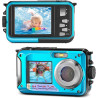 Appareil Photo Etanche Numérique,Full HD 2.7K 24MP Caméra sous-Marine Zoom Digital 16x Camera Etanche avec Double écran Caméra p