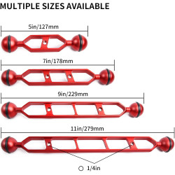 Bras d'extension en Alliage d'aluminium à Double Bille de 7", connecteur de tête à Bille de 1", Bras sous-Marin pour Stroboscope