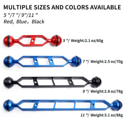 Bras d'extension en Alliage d'aluminium à Double Bille de 11", connecteur de tête à Bille de 1", Bras sous-Marin pour Stroboscop