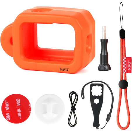 HSU Boîtier Flottant pour GoPro Hero 12/11/10/9 Noir, Accessoire Flotteur pour Les Sports Nautiques, Le Surf, la Natation et la 
