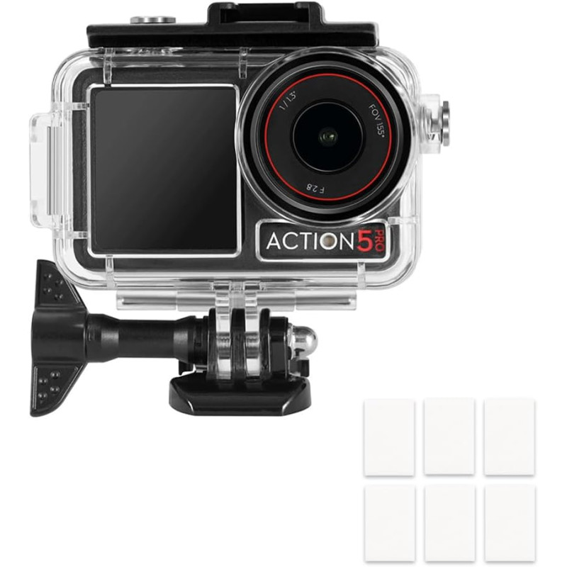 Boîtier Etanche pour DJI Osmo Action 5 Pro/Action 4/Action 3, Boîtier Plongée Etanche de 60 M, Boîtier de Plongée sous-Marine po