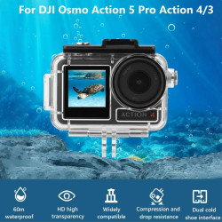 Boîtier Etanche pour DJI Osmo Action 5 Pro/Action 4/Action 3, Boîtier Plongée Etanche de 60 M, Boîtier de Plongée sous-Marine po