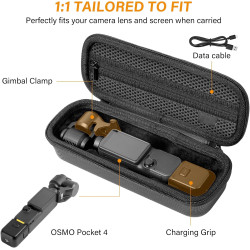 Étui de Transport pour DJI Osmo Pocket 4, Sac de Rangement pour DJI Osmo Pocket 4 Accessoires, avec Mousqueton, pour Vlogging, V