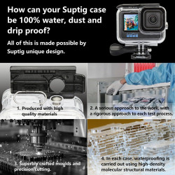 Suptig Boîtier étanche Boîtier de Protection Boîtier de plongée sous-Marine pour GoPro Hero 13 Hero 12,11,10,9 Étanche 60 m