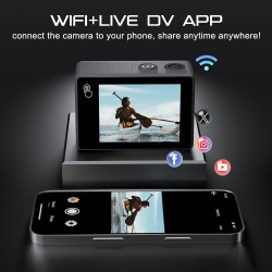 Apexcam Caméra Sport 4K 60FPS 64MP Caméra Étanche 40M Action Cam WiFi avec Micro SD 128GB Écran Tactile Stabilisateur EIS avec K