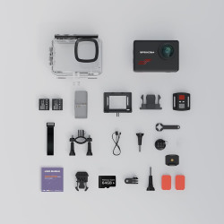 Apexcam Caméra Action 4K 60FPS 64MP - Caméra Étanche 40M avec Micro Externe, Camera Sport 4K Stabilisateur EIS, Écran Tactile & 