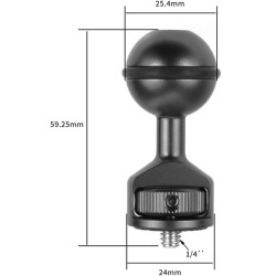 Adaptateur réglable à tête sphérique de 2,5 cm avec base de griffe pour caméra sous-marine Flash vidéo (Kit A)