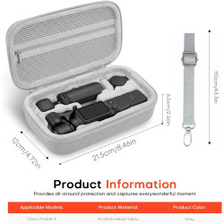 Étui de Transport pour DJI Osmo Pocket 4, Sac de Rangement pour DJI Osmo Pocket 4 Creator Combo Accessoires, pour Vlogging, Voya