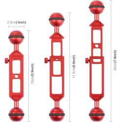 Support de plongée en alliage d'aluminium avec filetage 1/4 pour caméra d'action et photographie Longueur réglable 20 cm