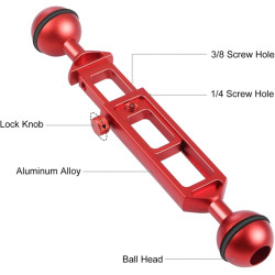 Support de plongée en alliage d'aluminium avec filetage 1/4 pour caméra d'action et photographie Longueur réglable 20 cm