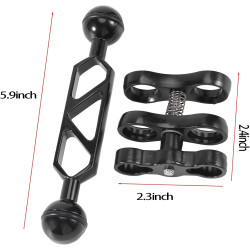 202381 Lampe de plongée en alliage d'aluminium Bras d'articulation à rotule double et 1 jeu de fixation pince papillon pour camé