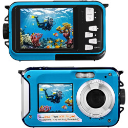 Appareil Photo numérique Etanche,Camera Etanche Full HD 2.7K 48MP Double Ecran Anti-Vibrations,Selfie Double écrans 16X Zoom App