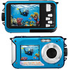 Appareil Photo numérique Etanche,Camera Etanche Full HD 2.7K 48MP Double Ecran Anti-Vibrations,Selfie Double écrans 16X Zoom App