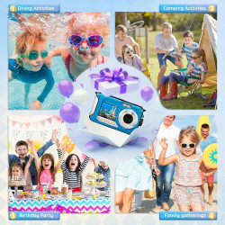 Appareil Photo numérique Etanche,Camera Etanche Full HD 2.7K 48MP Double Ecran Anti-Vibrations,Selfie Double écrans 16X Zoom App