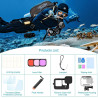 Kit d'accessoires pour Gopro Hero 12 11 10 9 Boîtier étanche Poignée Flottante en Silicone Capuchon d'objectif Verre trempé Prot