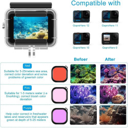 Kit d'accessoires pour Gopro Hero 12 11 10 9 Boîtier étanche Poignée Flottante en Silicone Capuchon d'objectif Verre trempé Prot