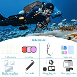 Accessoires pour Gopro Hero 13, boîtier étanche, poignée Flottante, 2 Jeux de Films trempé Protecteur d'écran, Manchon en Silico