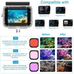 Accessoires pour Gopro Hero 13, boîtier étanche, poignée Flottante, 2 Jeux de Films trempé Protecteur d'écran, Manchon en Silico