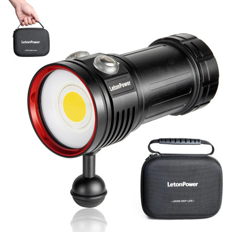 L12 Lampe de Plongée 8000 Lumens - Éclairage pour Photographie et Vidéo sous Marine, 6000K, 90 CRI, Étanche 100m, Recharge USB-C