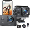 WOLFANG Caméra Sport GA100 4K 30 FPS avec MicroSD 32 GB, Caméscope WiFi de 20 MP, Caméra sous-Marine 40M avec Microphone, Téléco
