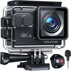 WOLFANG Caméra Sport GA100 4K 30FPS, Caméscope WiFi de 20 MP, Caméra Étanche sous-Marine 40 m avec Double Microphone, télécomman