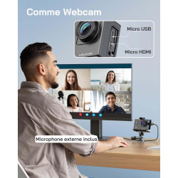 WOLFANG Caméra Sport GA100 4K 30FPS, Caméscope WiFi de 20 MP, Caméra Étanche sous-Marine 40 m avec Double Microphone, télécomman