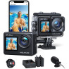 WOLFANG Caméra Sport GA200 4K 24MP, Deux Écrans 30FPS Caméra Étanche Grand Angle Écran Tactile WiFi Appareil Photo avec EIS Stab