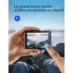 WOLFANG Caméra Sport GA200 4K 24MP, Deux Écrans 30FPS Caméra Étanche Grand Angle Écran Tactile WiFi Appareil Photo avec EIS Stab