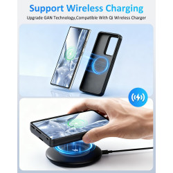 Coque de protection pour Samsung Galaxy S25 Plus/S24 Plus (15 000 mAh), chargeur portable, rechargeable, coque de protection ext
