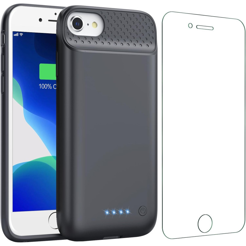 Feob【Mince mais Puissant 7000mAh】Coque Batterie pour iPhone 8/7/6s/6/SE(2022/2020) (4.7")，Coque Rechargeable Batterie Externe Ch