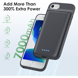 Feob【Mince mais Puissant 7000mAh】Coque Batterie pour iPhone 8/7/6s/6/SE(2022/2020) (4.7")，Coque Rechargeable Batterie Externe Ch