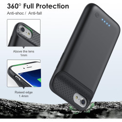 Feob【Mince mais Puissant 7000mAh】Coque Batterie pour iPhone 8/7/6s/6/SE(2022/2020) (4.7")，Coque Rechargeable Batterie Externe Ch