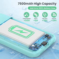 Feob Coque Batterie pour iPhone 11/XR【Mince mais Puissant 7500mAh】 Coque Rechargeable Batterie Externe avec écran de Protection 