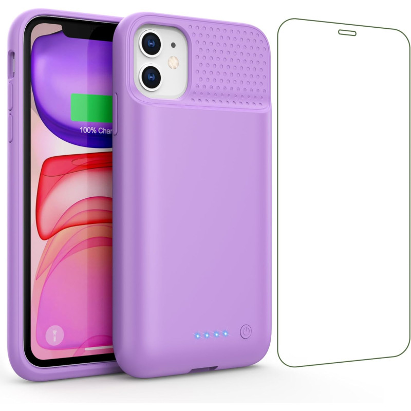 Feob Coque Batterie pour iPhone 11/XR【Mince mais Puissant 7500mAh】Coque Rechargeable Batterie Externe avec écran de Protection e