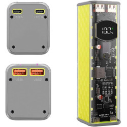 Boîtier de batterie externe pour batteries 18650, 22,5 W/45 W, USB-C PD3.1 PPS charge rapide, design DIY sans soudure, boîtier d