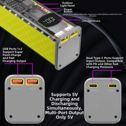 Boîtier de batterie externe portable pour 8 batteries 18650, design DIY sans soudure avec sortie 22,5 W/45 W, double USB et Type