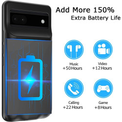 Boîtier de Batterie pour Google Pixel 7a, Boîtier de Chargeur Rechargeable pour Batterie 10000mAh Amélioré avec Chargement sans 