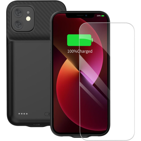 Coque de batterie pour iPhone 14/13/13 Pro, 13 800 mAh, étui de charge portable rechargeable, étui de protection avec protecteur