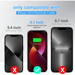 Coque de batterie pour iPhone 14/13/13 Pro, 13 800 mAh, étui de charge portable rechargeable, étui de protection avec protecteur