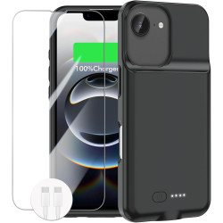 GIN FOXI Coque de batterie pour iPhone 16/16e [2026] Coque de chargement rapide 8500 mAh Ultra fine et légère Batterie rechargea