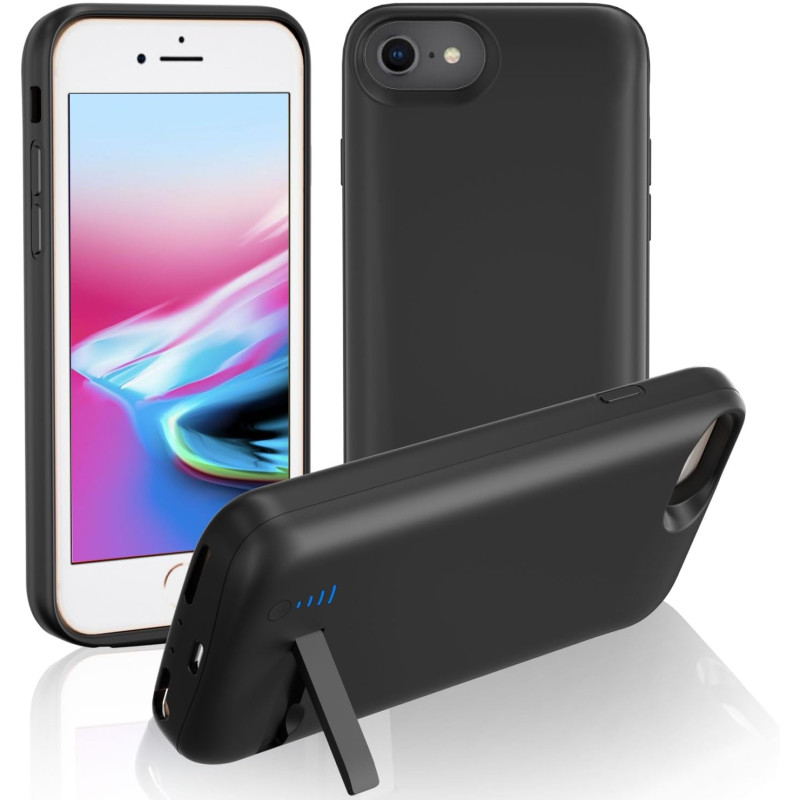 Coque batterie pour iPhone 8/7/6S/6/SE 2020 (4,7", 8500 mAh), fine et rechargeable, étui de protection portable avec batterie po