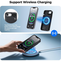 Mavulo Coque de protection pour iPhone 16e/17e, 9300 mAh 20 W, avec batterie externe, coque de chargement pour iPhone 16e et iPh