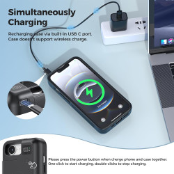 Mavulo Coque de protection pour iPhone 16e/17e, 9300 mAh 20 W, avec batterie externe, coque de chargement pour iPhone 16e et iPh