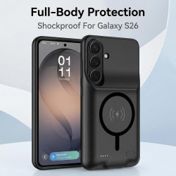 Coque Batterie pour Samsung Galaxy S26 Plus/S26+,10000mAh Magnétique Compatible Chargement sans Fil Coque de Protection pour Cha
